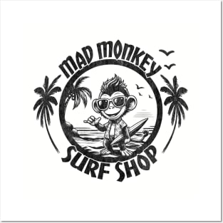 Mad Monkey Surf Shop Graphic Tee | Surfer Surf Shop Posters and Art